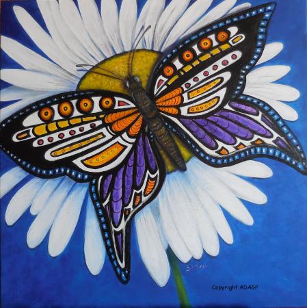 Papillon 80x80 cm 09 11 2015 acrylique sur toile